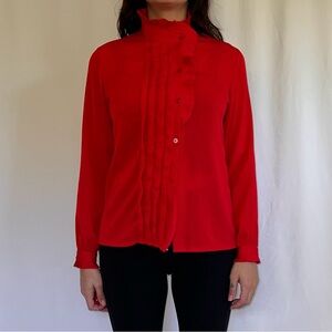 Vintage Vibrant Red Edwardian Blouse